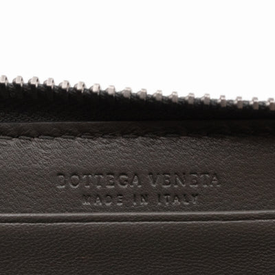 Zip Around Small Wallet Grey Intrecciato Leather