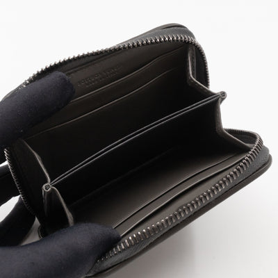Zip Around Small Wallet Grey Intrecciato Leather