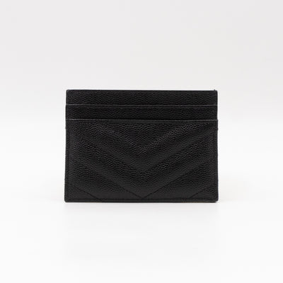 YSL Cassandre Card Holder Black Grained Leather