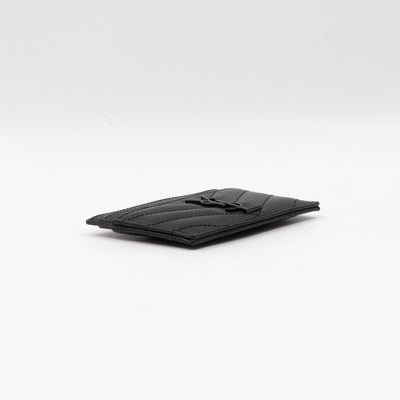 YSL Cassandre Card Holder Black Grained Leather