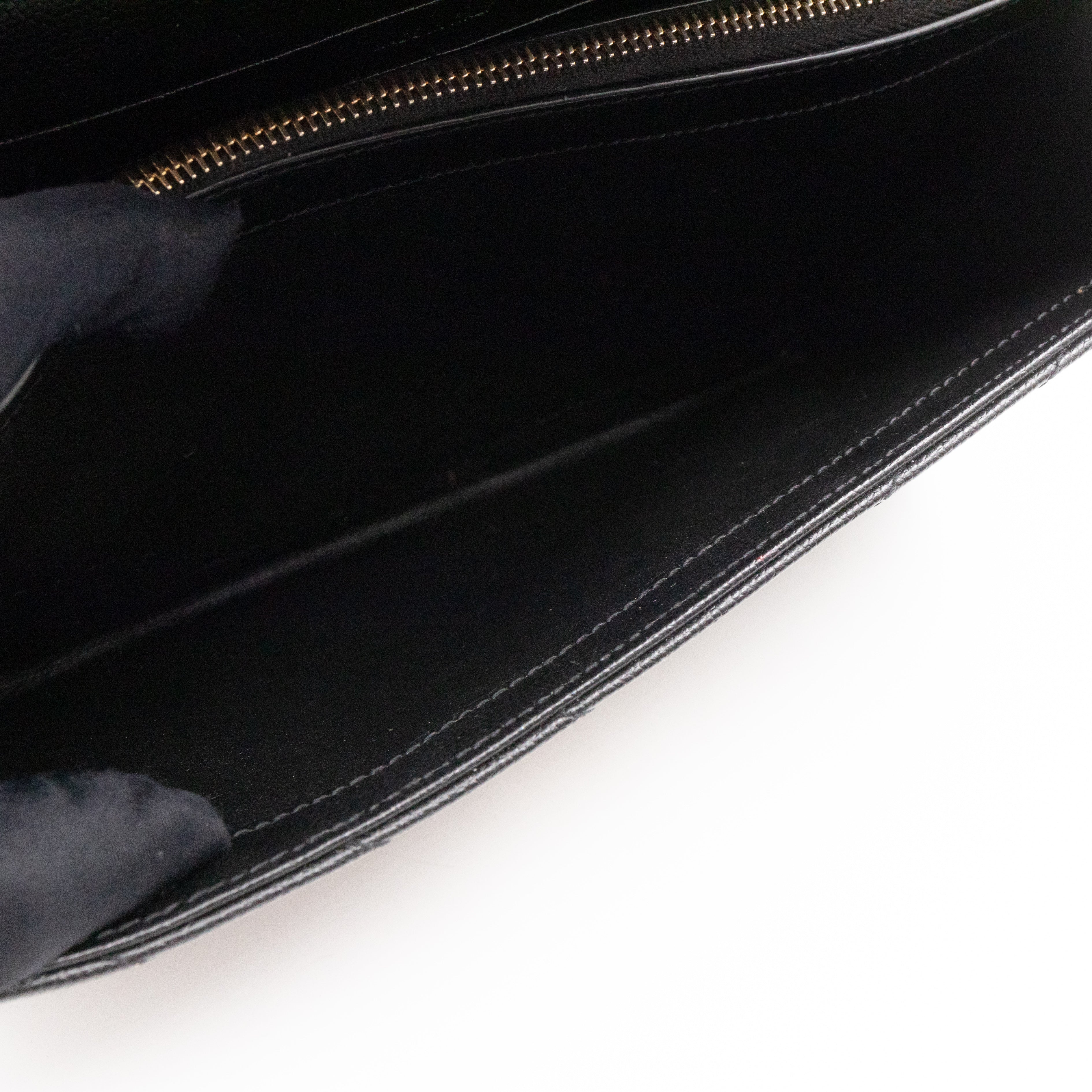 Cassandre Chain Wallet On Chain Black Grained Leather Gold