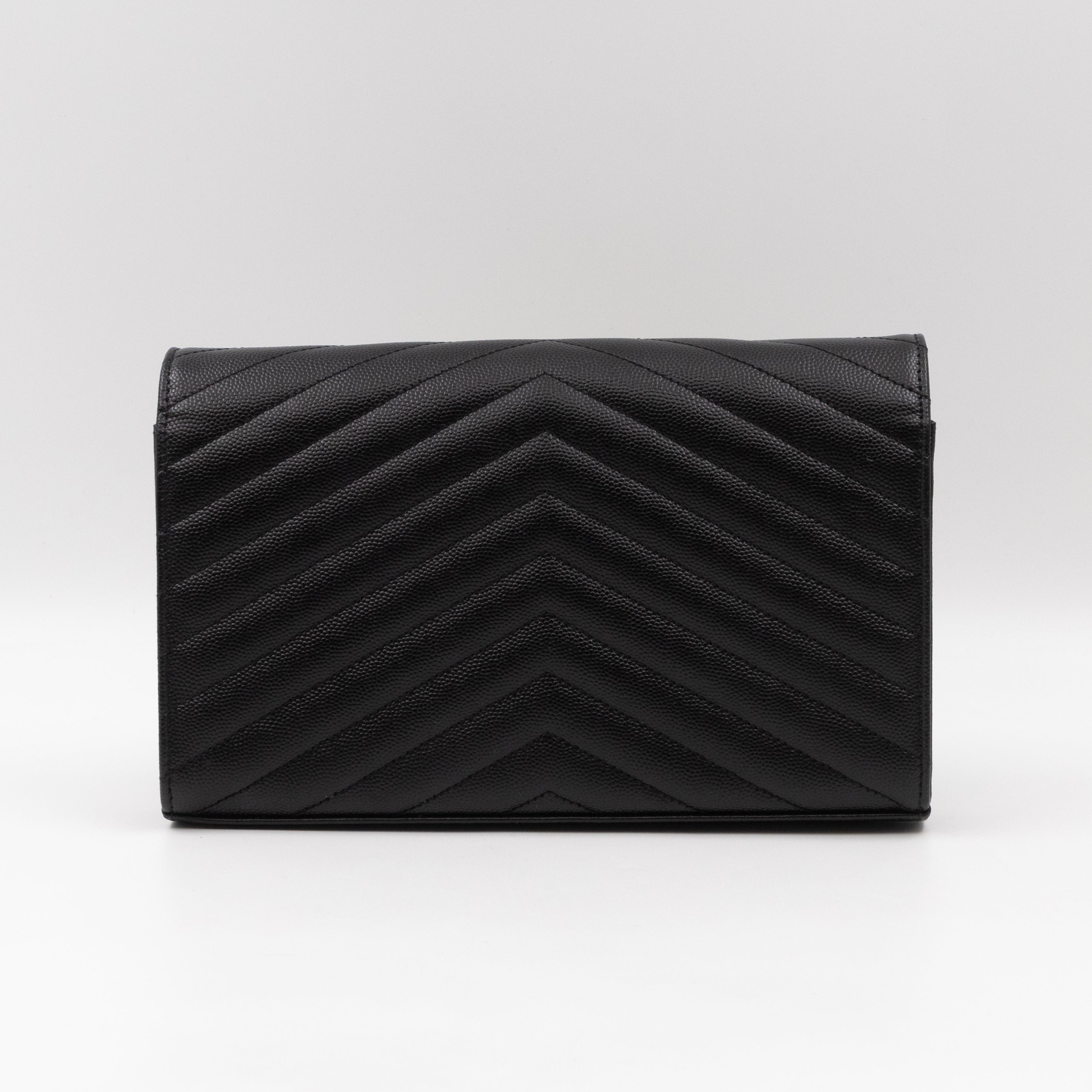 Cassandre Chain Wallet On Chain Black Grained Leather Gold