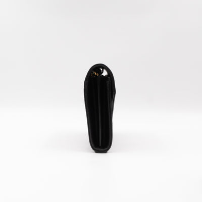 Cassandre Chain Wallet On Chain Black Grained Leather Gold
