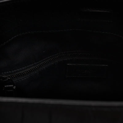 Niki Large Shopping Tote Black Croc Embossed Leather
