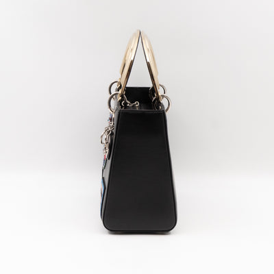 Lady Dior Medium Patches Embellished Black Leather