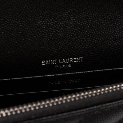 Cassandre Envelope Chain Wallet Black Grained Leather