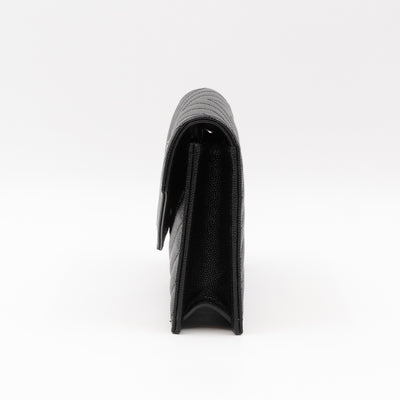 Cassandre Envelope Chain Wallet Black Grained Leather