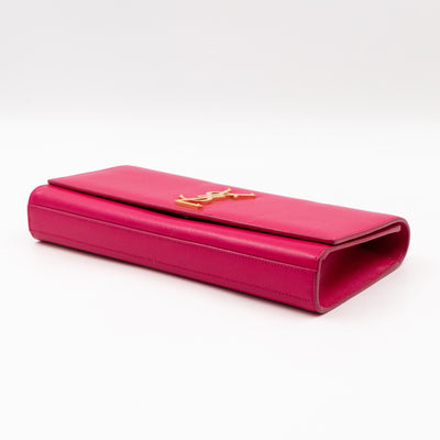 Classic Kate Clutch Pink Grained Leather