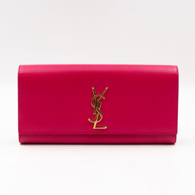 Classic Kate Clutch Pink Grained Leather