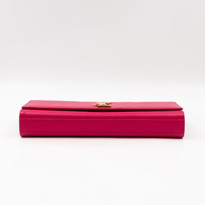 Classic Kate Clutch Pink Grained Leather