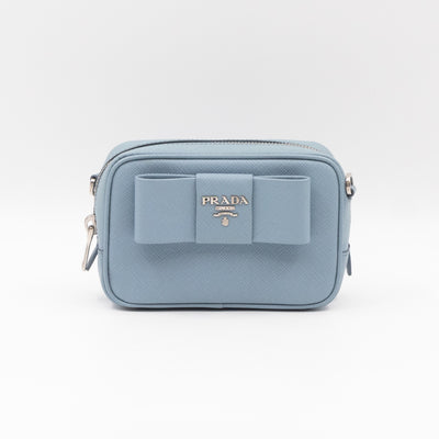 Bow Camera Bag Light Blue Leather