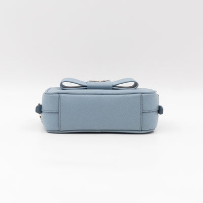Bow Camera Bag Light Blue Leather