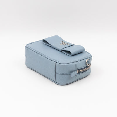 Bow Camera Bag Light Blue Leather