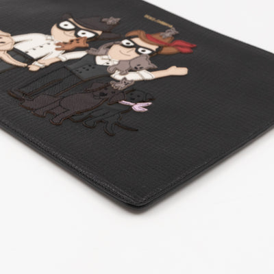 Family Patch Pouch Black Leather