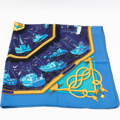 Silk Scarf 90 Retour de Peche Blue