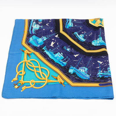 Silk Scarf 90 Retour de Peche Blue