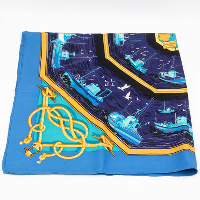 Silk Scarf 90 Retour de Peche Blue