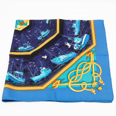 Silk Scarf 90 Retour de Peche Blue