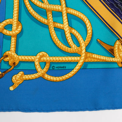 Silk Scarf 90 Retour de Peche Blue