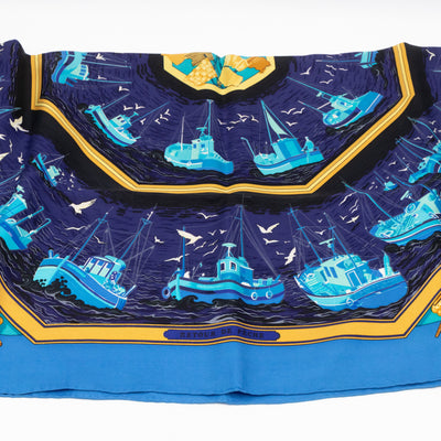 Silk Scarf 90 Retour de Peche Blue