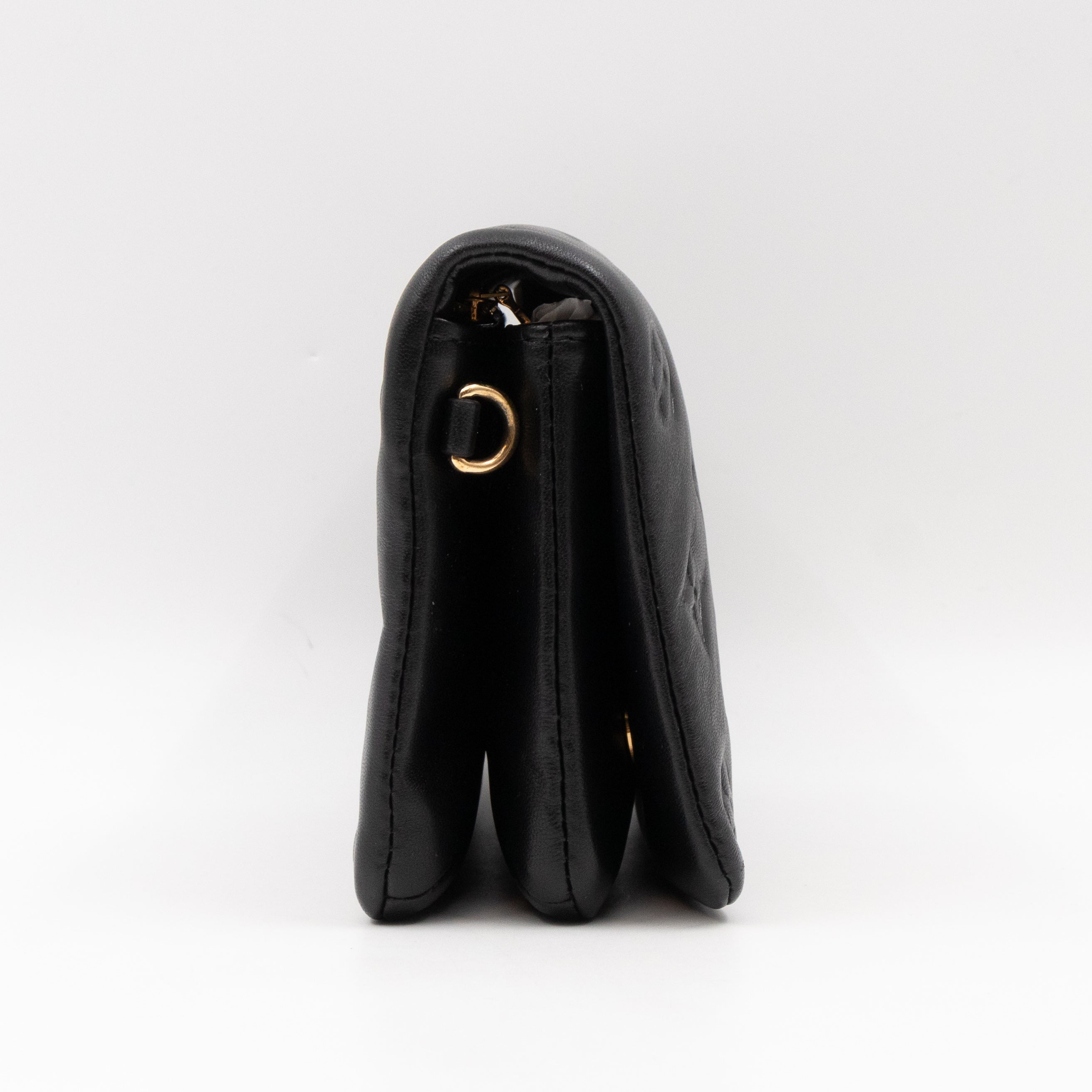 Pochette Coussin Black Leather
