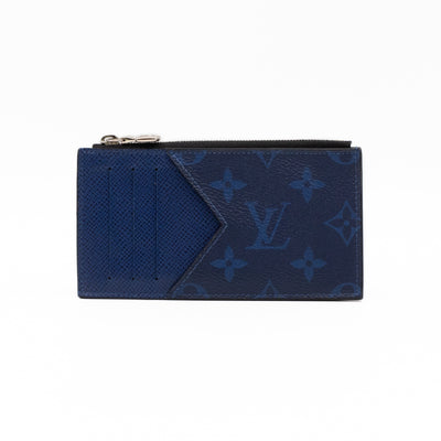 Coin Card Holder Monogram Pacific Navy Blue Taigarama
