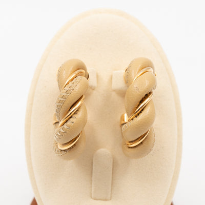 Twist Earrings Yellow Leather Gold Plated Silver