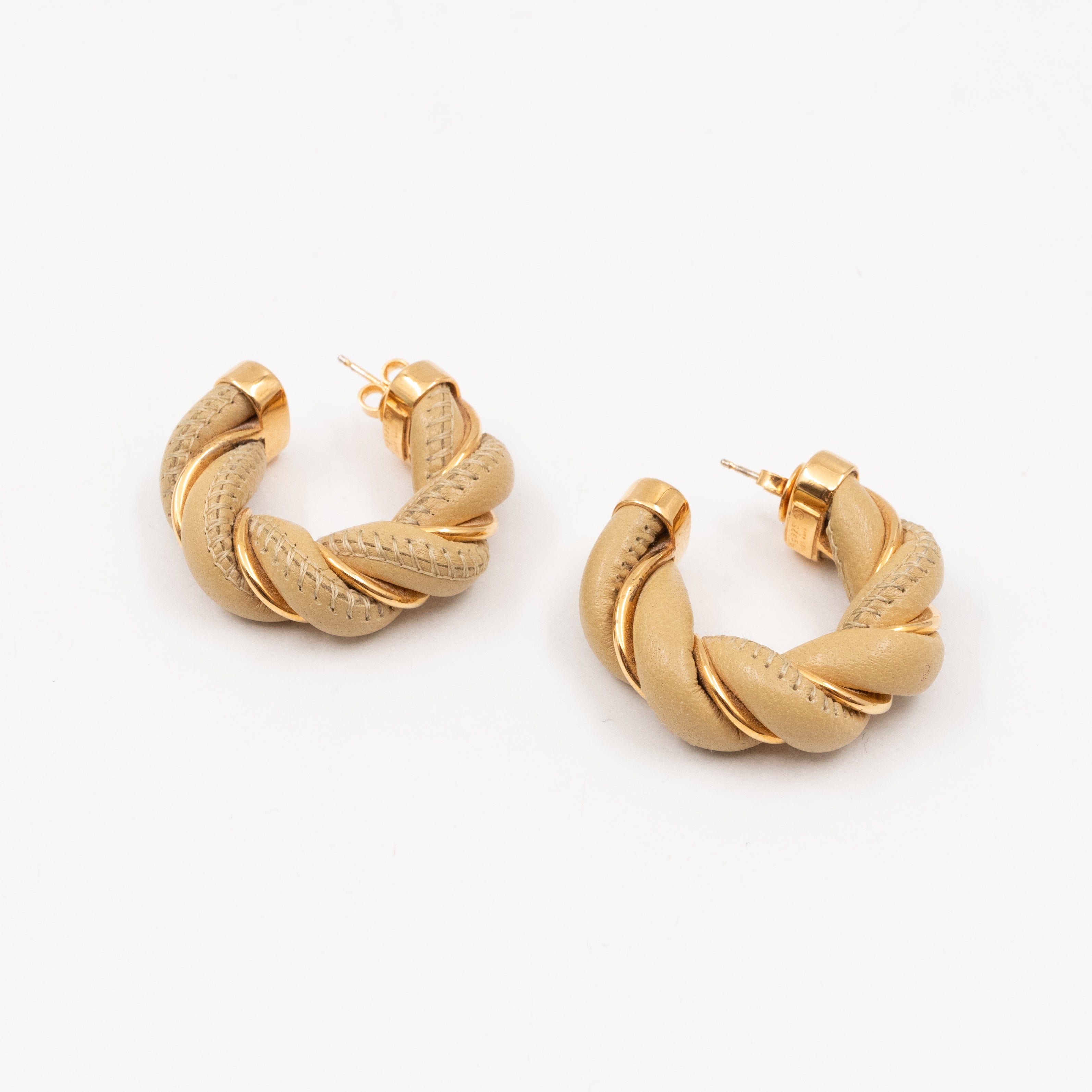 Twist Earrings Yellow Leather Gold Plated Silver