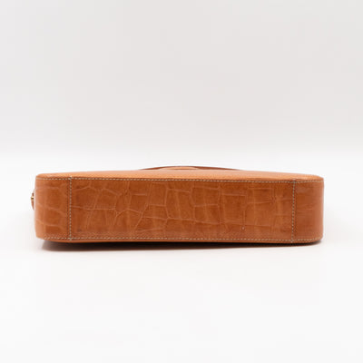 Shoulder Bag Light Brown Croc Embossed Leather