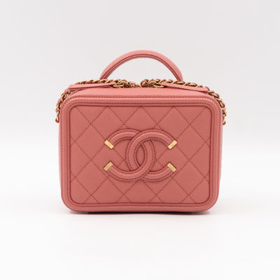 Small Vanity Filigree CC Caviar Light Pink & Gold