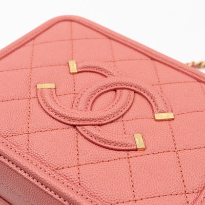 Small Vanity Filigree CC Caviar Light Pink & Gold