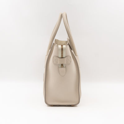 Micro Luggage Ivory White Grained Leather