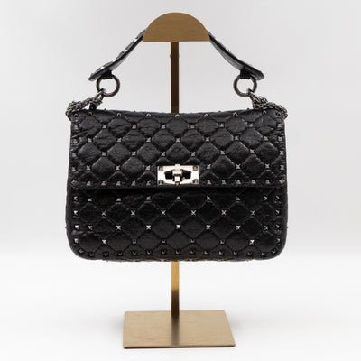 Rockstud Spike Medium Bag Black Leather