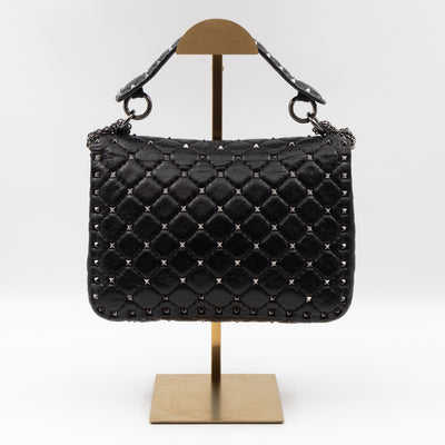 Rockstud Spike Medium Bag Black Leather