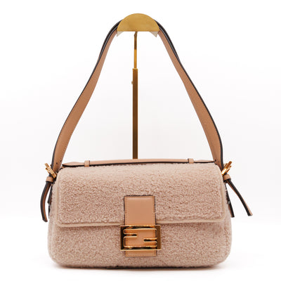 Multi Baguette Shoulder Bag Rosa Plaster Shearling