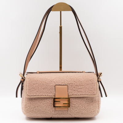 Multi Baguette Shoulder Bag Rosa Plaster Shearling