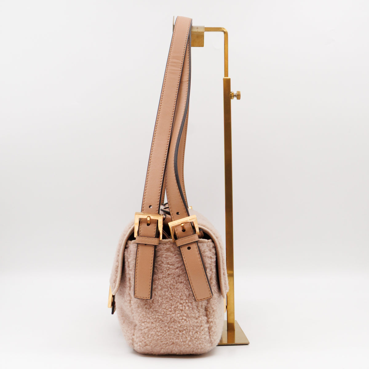 Multi Baguette Shoulder Bag Rosa Plaster Shearling
