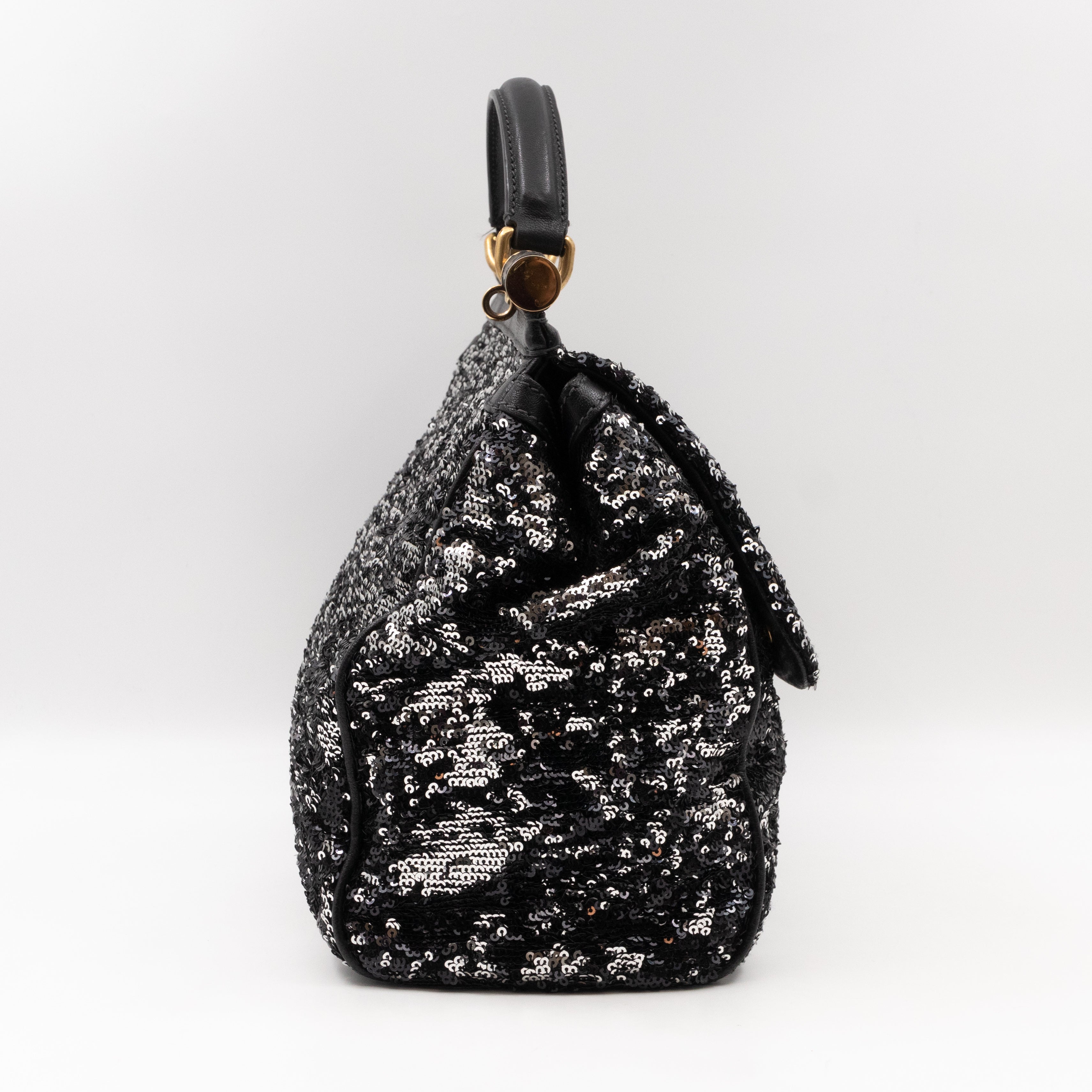 Sicily Large Black Sequins Leather