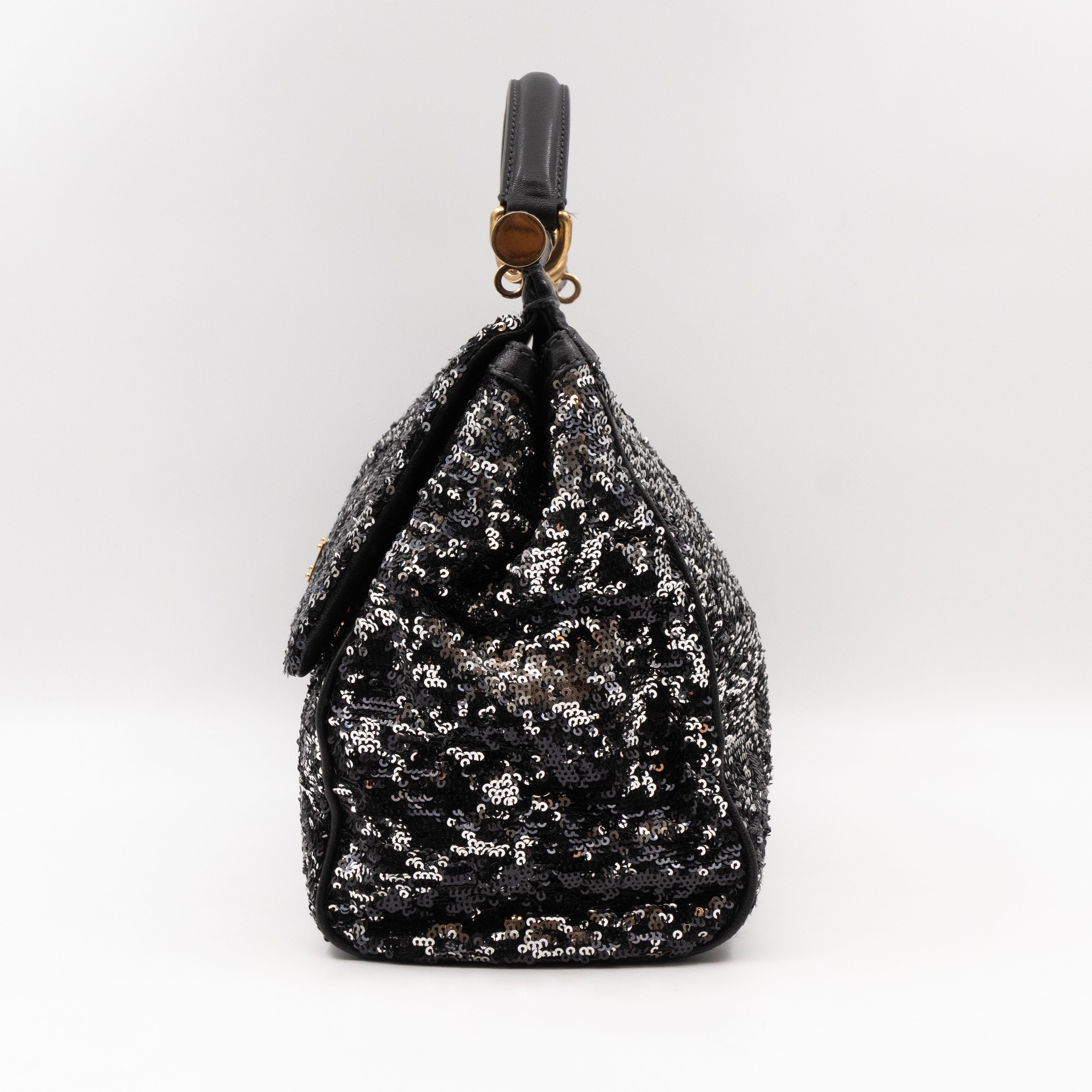 Sicily Large Black Sequins Leather