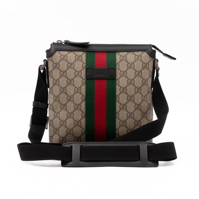 Messenger Small GG Supreme with Web Stripe Black Leather