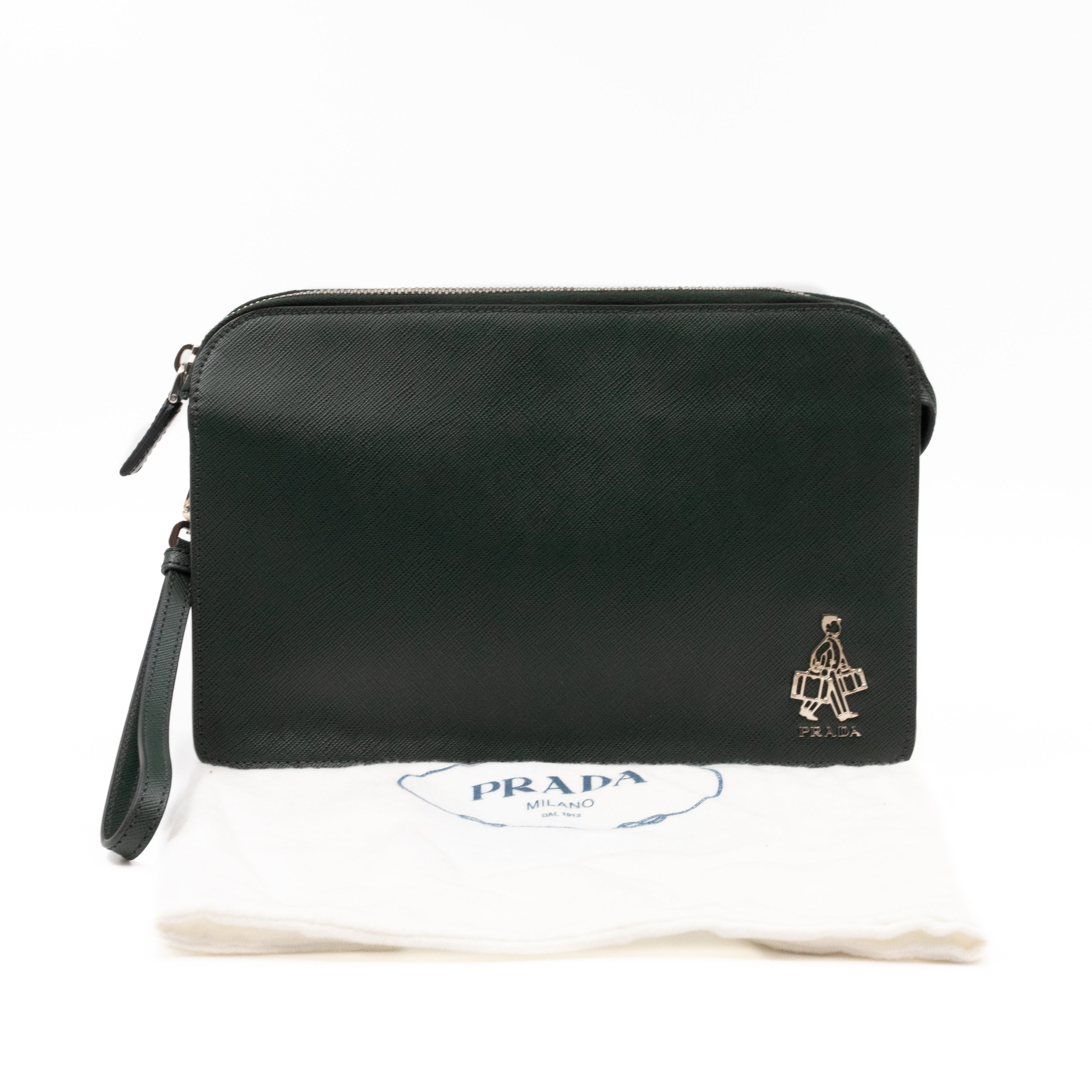 Porter Clutch Green Saffiano