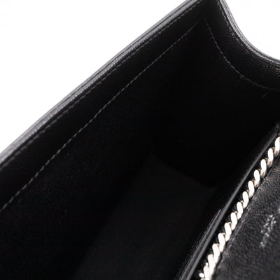 Kate Medium Tassel Black Grained Leather Silver