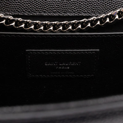 Kate Medium Tassel Black Grained Leather Silver