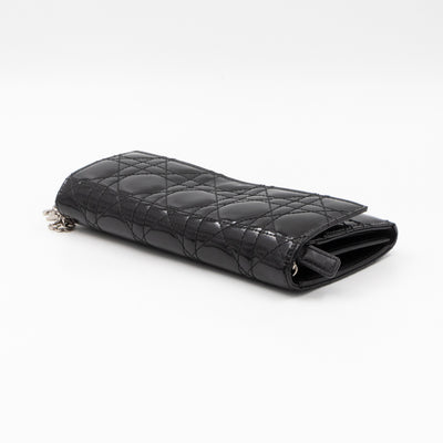 Lady Dior Clutch with Chain Black Patent Leather