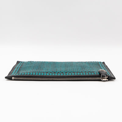 Madras Woven Clutch Turquoise and Black