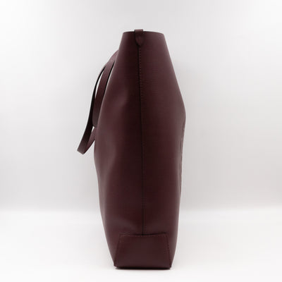 Large Embossed Crest Tote Burgundy Leather & House Check