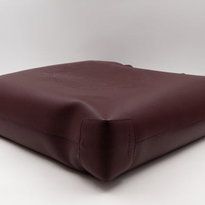 Large Embossed Crest Tote Burgundy Leather & House Check
