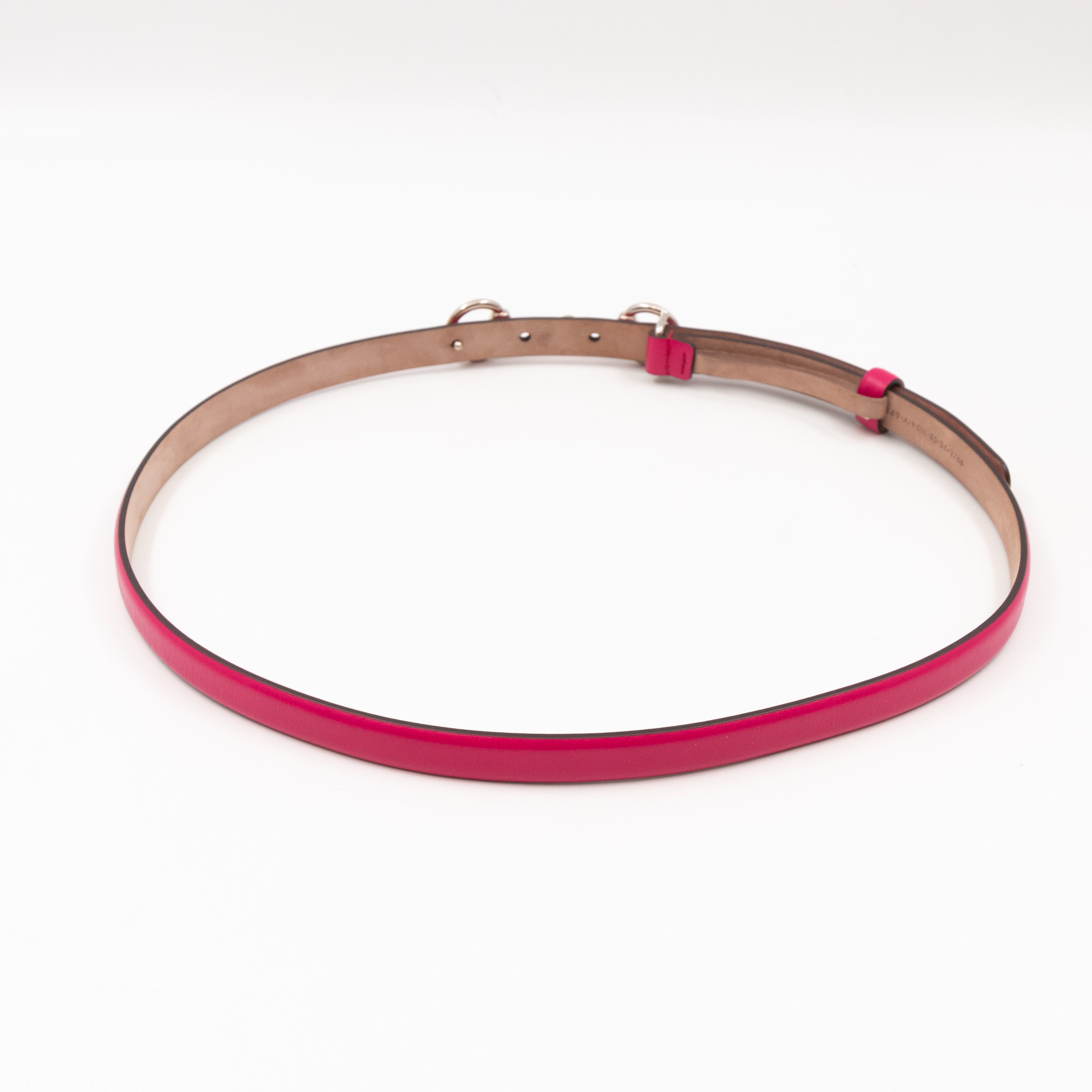 Horsebit Buckle Skinny Belt Rosy Pink Leather 85 cm