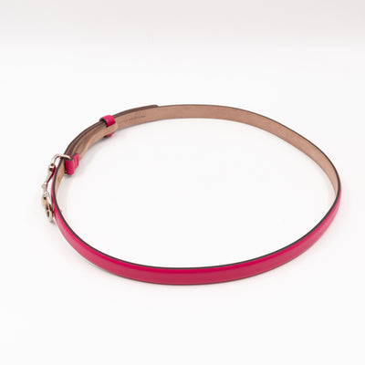 Horsebit Buckle Skinny Belt Rosy Pink Leather 85 cm