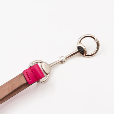 Horsebit Buckle Skinny Belt Rosy Pink Leather 85 cm
